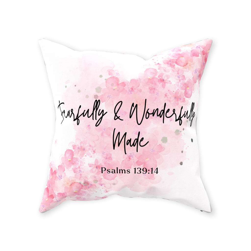 Wonderfully Made Throw Pillow (Pink)