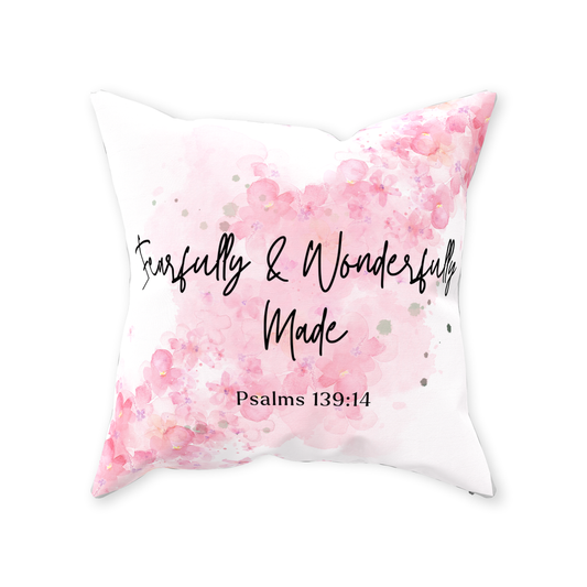 Wonderfully Made Throw Pillow (Pink)